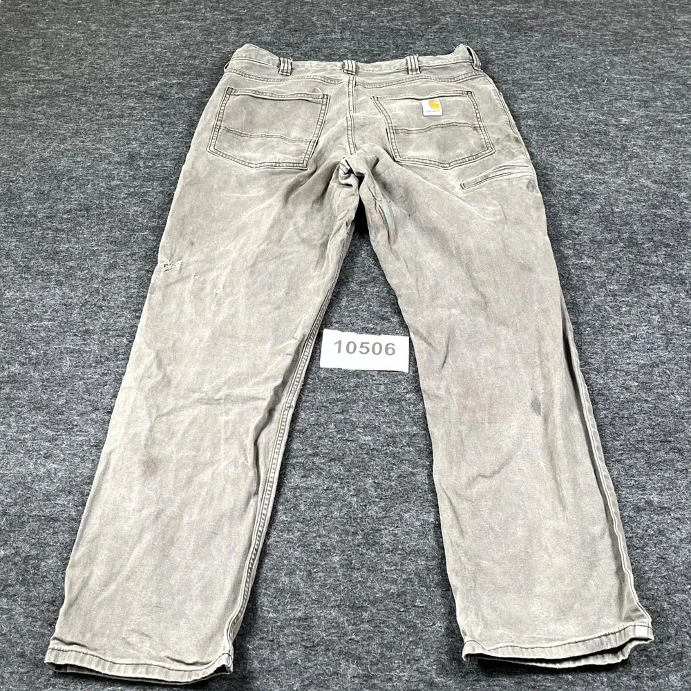 Carhartt Rugged Flex Relaxed Fit Work Pants Mens 33x32 Brown Canvas  Thrashed